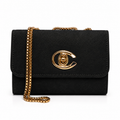 Black Chain Crossbody Bag for Women with Gold Chain Shoulder Strap