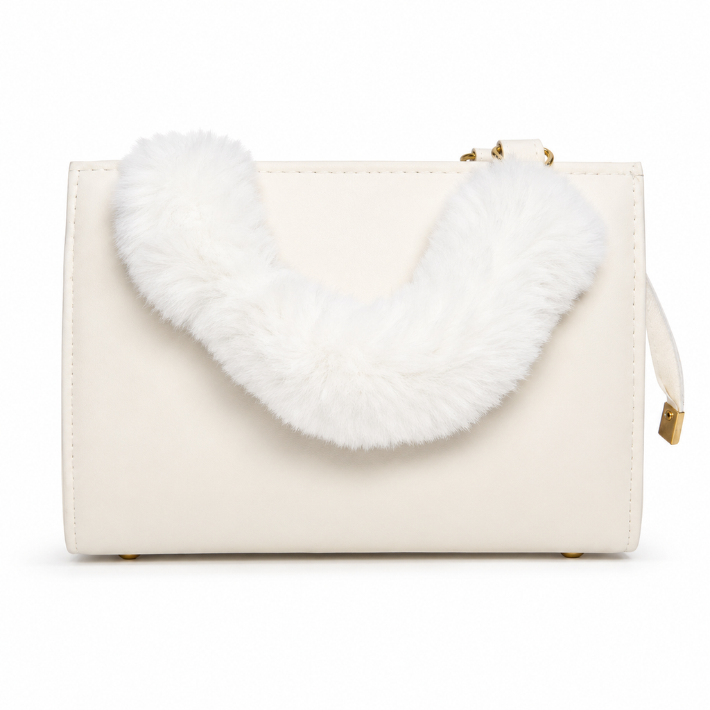 Luxury Faux Fur Handle Women's Handbag | Premium Crossbody Shoulder Bag