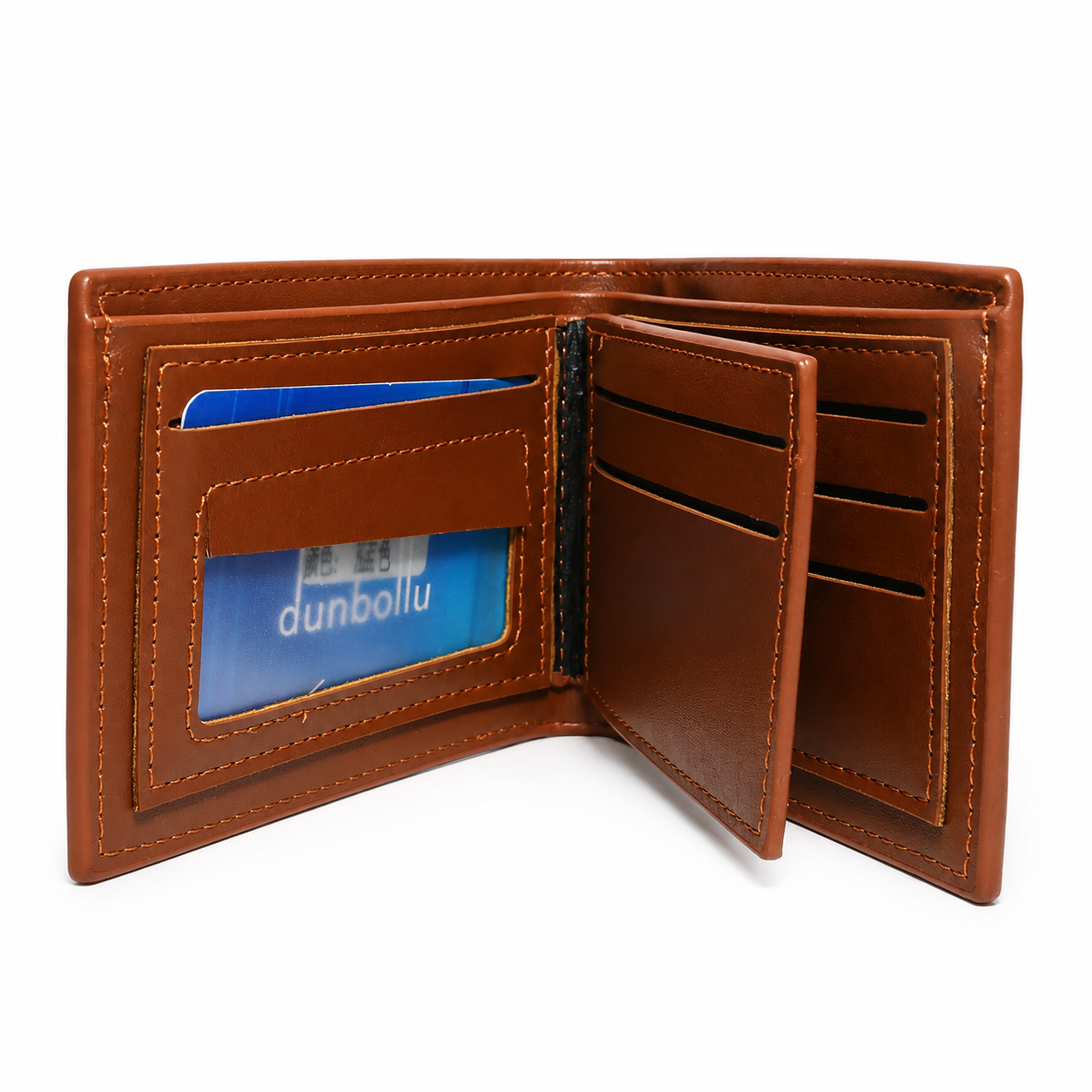 Classic men's bifold wallet with slim design, multiple card slots, and cash compartment for everyday use.