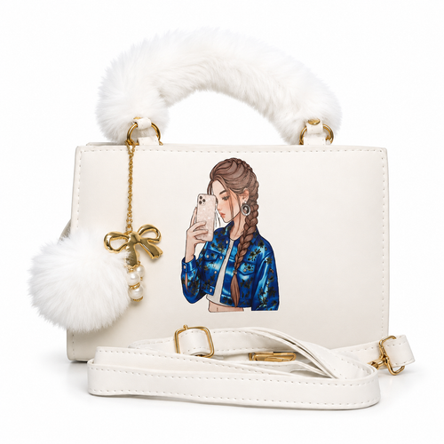 Women’s Handbag | Faux Fur Handle Crossbody Bag