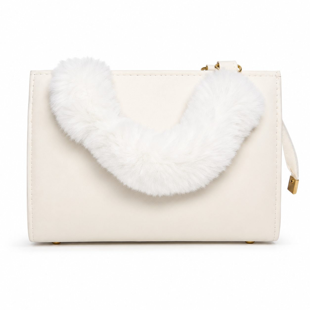 Luxury Faux Fur Handle Women's Handbag with Adjustable Shoulder Strap