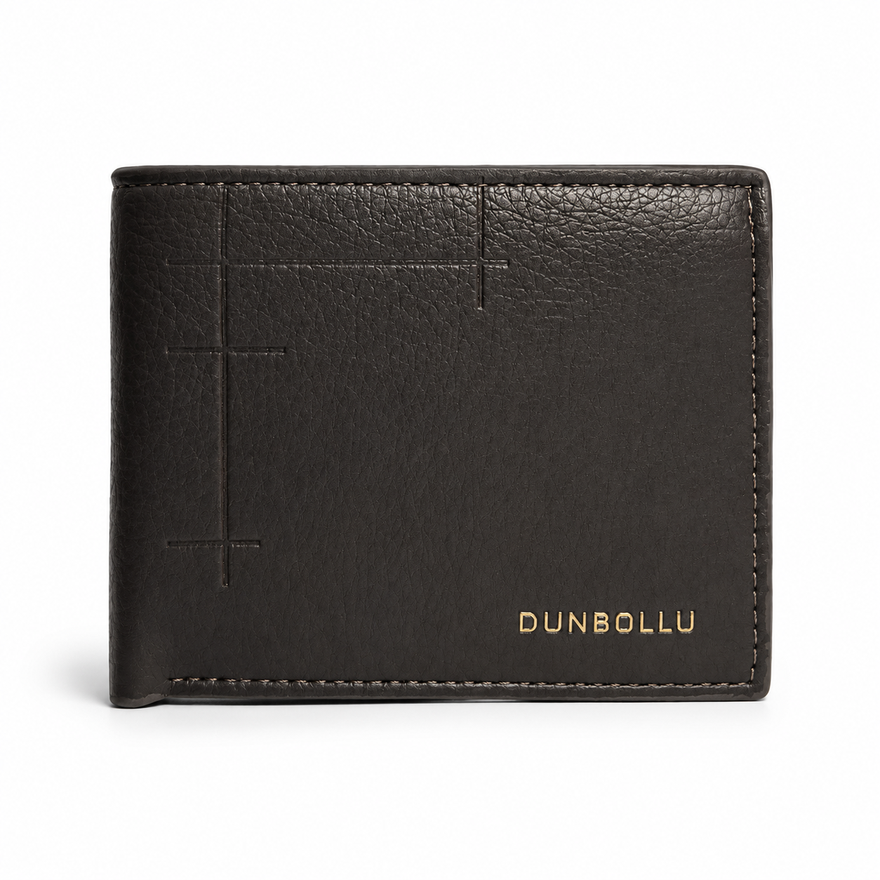 Premium men's bifold wallet with slim profile, multiple card slots, cash compartment, and durable synthetic leather construction.