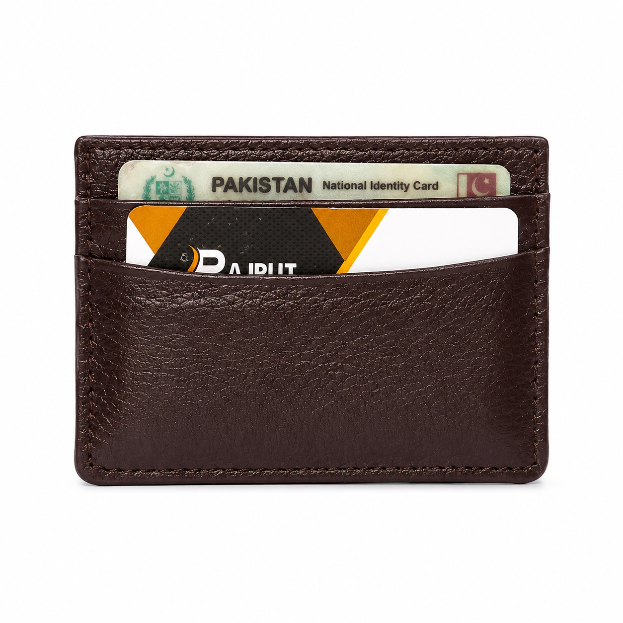 Slim Front Pocket Card Holder Wallet Brown with Multiple Card Slots